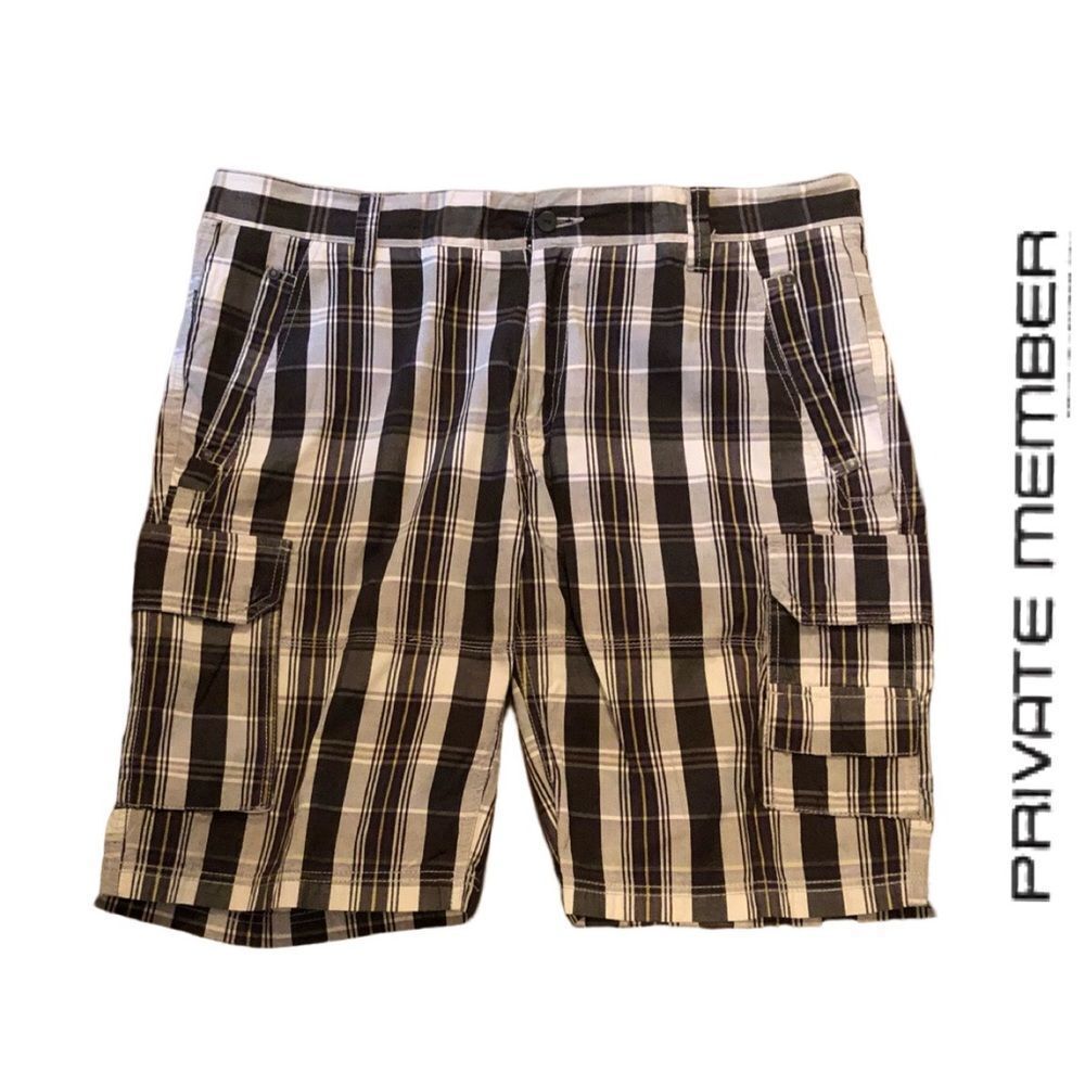 Private Member Plaid Cargo‎ Shorts - Size 38